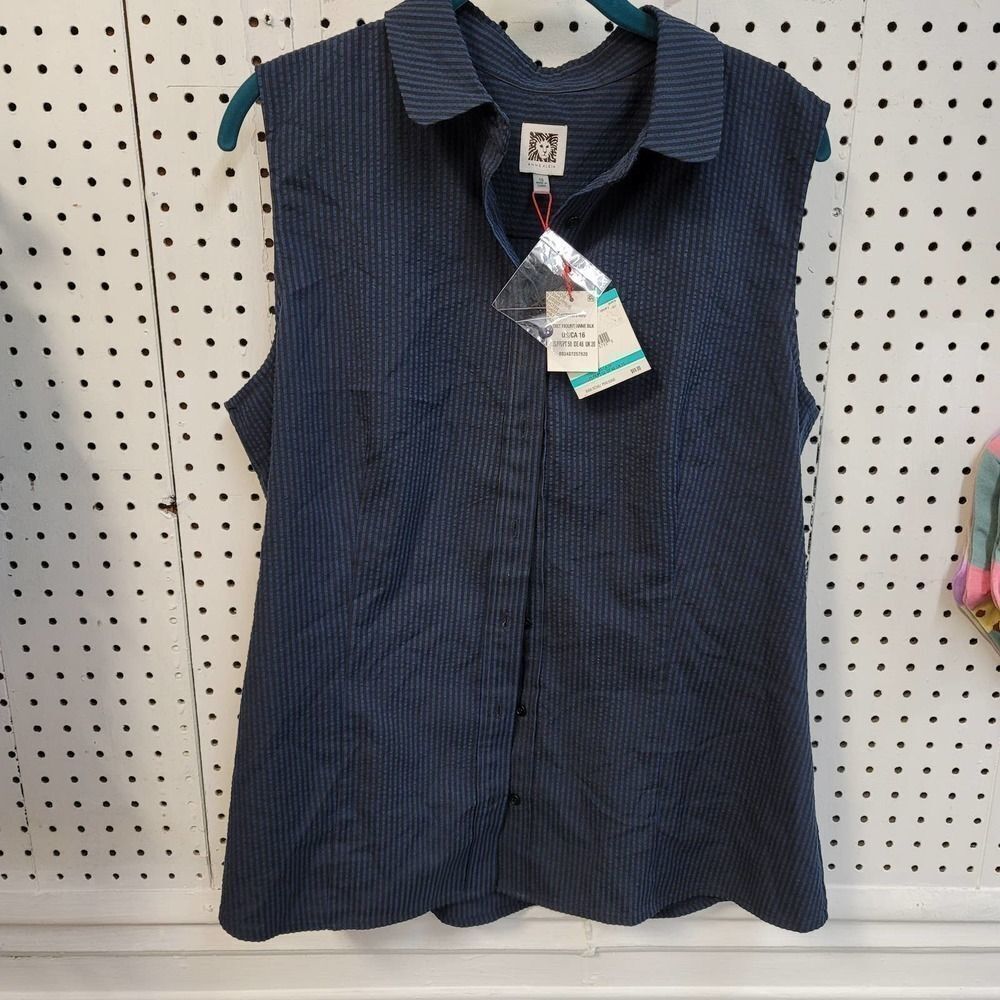 Anne Klein Sleeveless Button Up Blouse Size 16 NWT - Picture 1 of 5